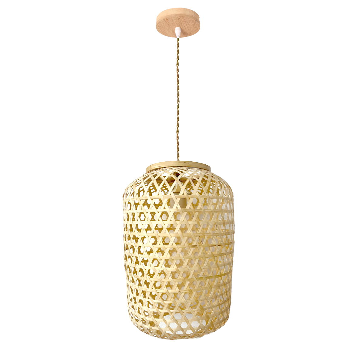Lúminaria Pendente Rattan de Palha Nova Guine Detalhes